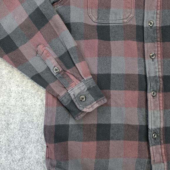 Orvis Shirt Mens Medium Red Gray Plaid Flannel Double Pocket Button Up Shacket - Picture 9 of 16